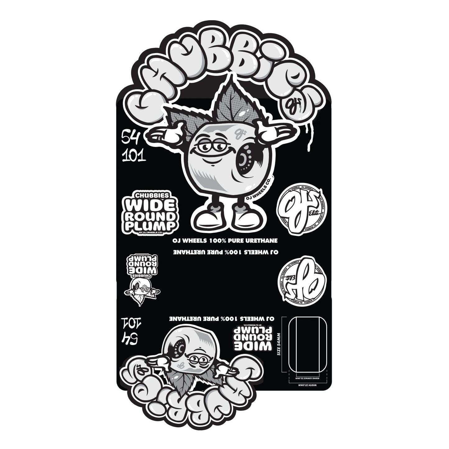 Team Elite Throw Ups Chubbies Black 101a-54mm