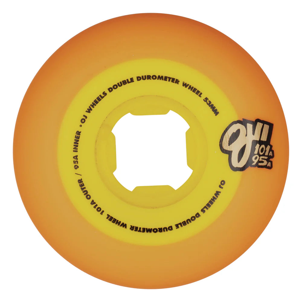 53mm Double Duro Orange 101a/95a OJ Skateboard Wheels