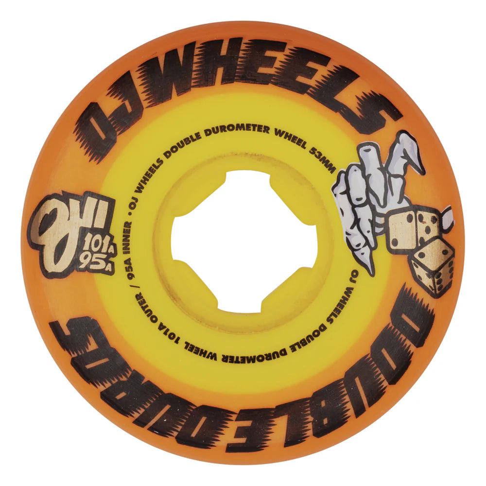53mm Double Duro Orange 101a/95a OJ Skateboard Wheels
