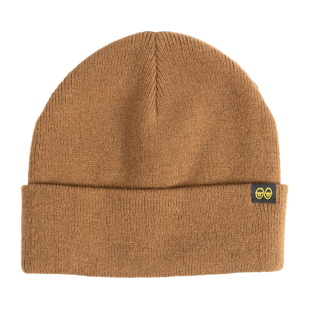 Krooked Eyes Clip Cuff Beanie - Brown/Yellow