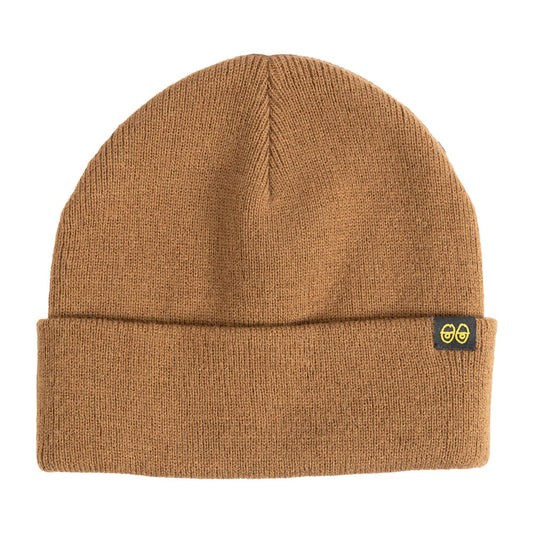 Krooked Eyes Clip Cuff Beanie - Brown/Yellow